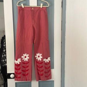 Big Bud Press Western Pants sz L in pink daisy stamp